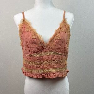 NWT Z&L handmade boho victorian lace trimmed cropped bralette Tank Top
